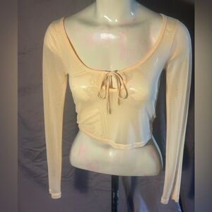 PacSun Peach Sheer Long Sleeve Blouse